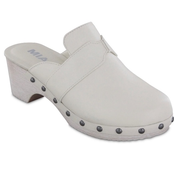Womens MIA Slip On Clogs Size 8 M Lightweight Bone Color Faux Wood Sole New - Picture 8 of 12